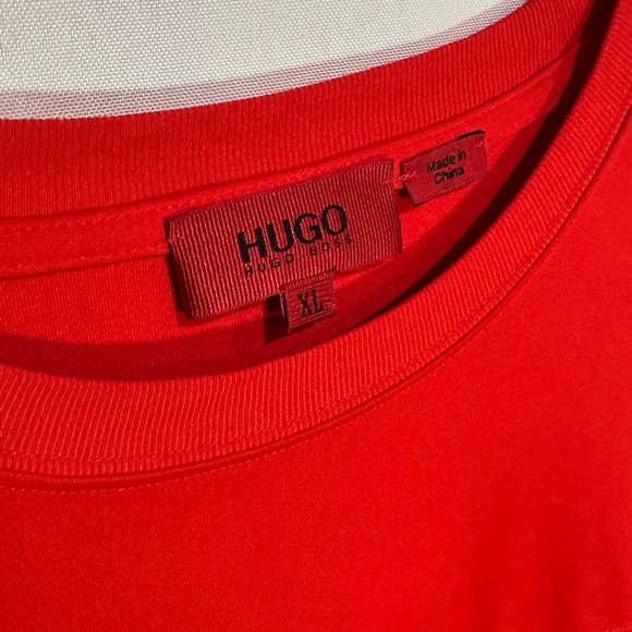 Hugo Boss Red White Stripe Jersey Style Long Sleeve Pullover Shirt Size XL - Picture 2 of 4